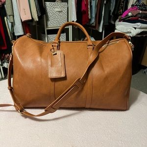 Brown duffel bag